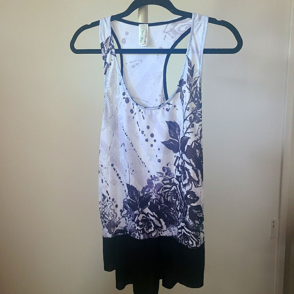 Black and white rose tank